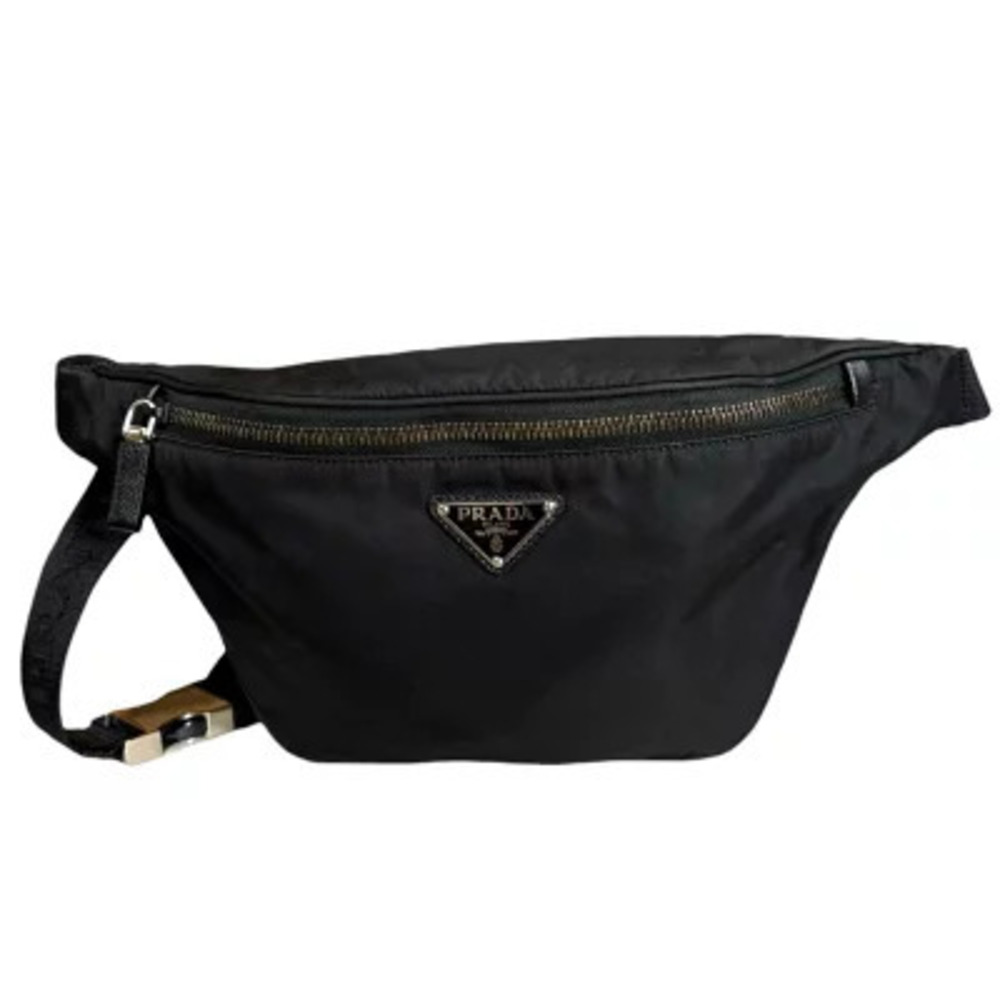 Prada Saffiano Leather Belt Bag Body Bum Crossbody Belt Black